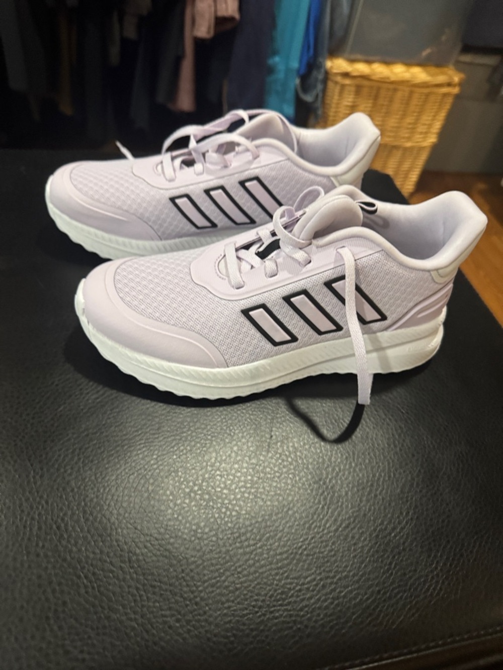 adidas Light Lilac kid’s Running Shoes with Black Stripes